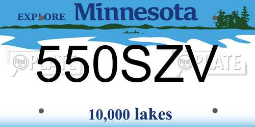 550SZV Minnesota License Plate