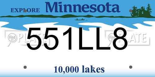 551LL8 Minnesota License Plate
