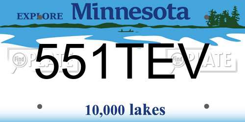 551TEV Minnesota License Plate