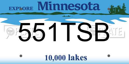 551TSB Minnesota License Plate