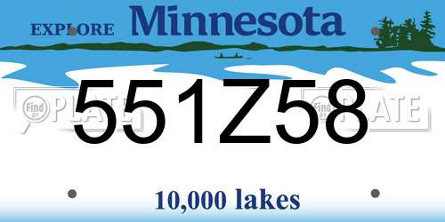 551Z58 Minnesota License Plate