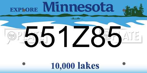 551Z85 Minnesota License Plate