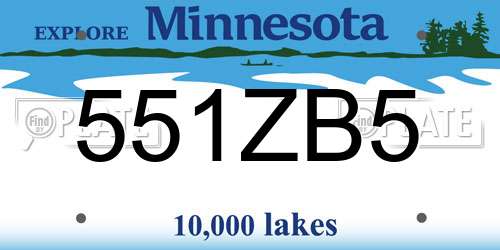 551ZB5 Minnesota License Plate