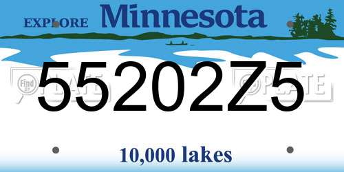 55202Z5 Minnesota License Plate