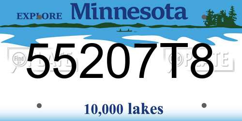 55207T8 Minnesota License Plate