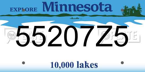 55207Z5 Minnesota License Plate