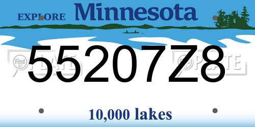 55207Z8 Minnesota License Plate