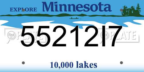 55212I7 Minnesota License Plate