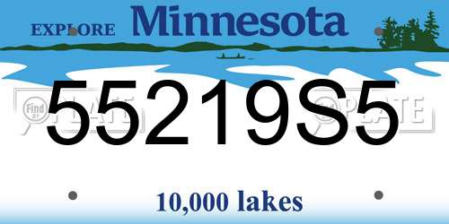 55219S5 Minnesota License Plate