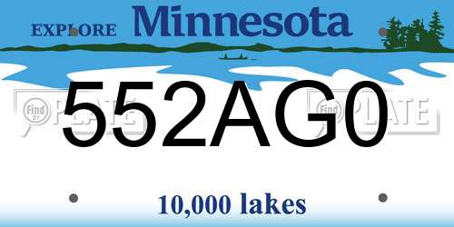 552AG0 Minnesota License Plate