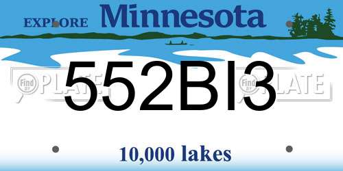 552BI3 Minnesota License Plate