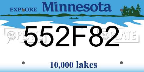 552F82 Minnesota License Plate