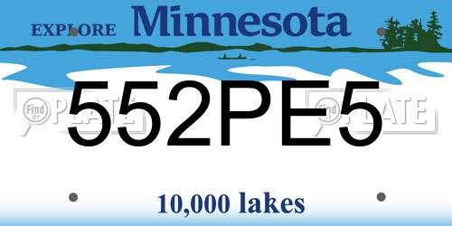 552PE5 Minnesota License Plate