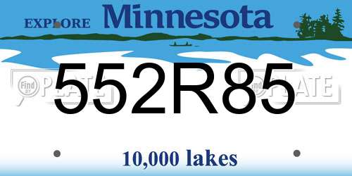 552R85 Minnesota License Plate