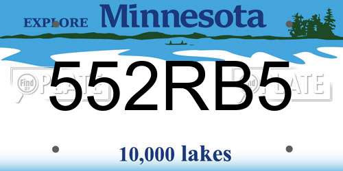 552RB5 Minnesota License Plate