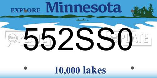 552SS0 Minnesota License Plate