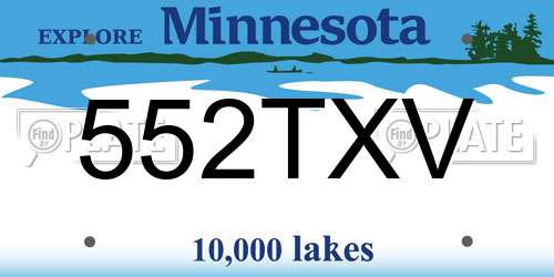 552TXV Minnesota License Plate