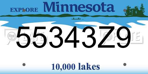 55343Z9 Minnesota License Plate