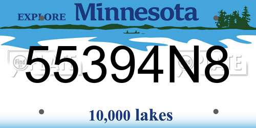 55394N8 Minnesota License Plate
