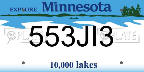 553JI3 Minnesota License Plate