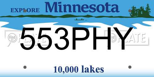 553PHY Minnesota License Plate