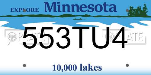 553TU4 Minnesota License Plate
