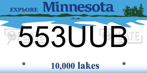 553UUB Minnesota License Plate
