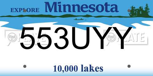 553UYY Minnesota License Plate