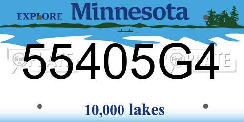 55405G4 Minnesota License Plate