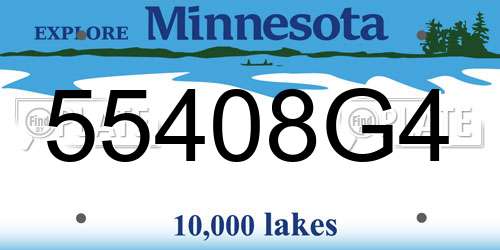 55408G4 Minnesota License Plate