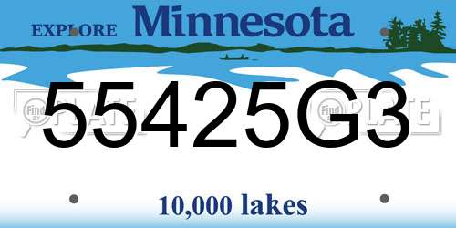 55425G3 Minnesota License Plate