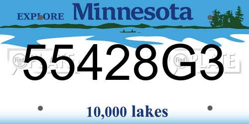 55428G3 Minnesota License Plate