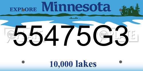 55475G3 Minnesota License Plate