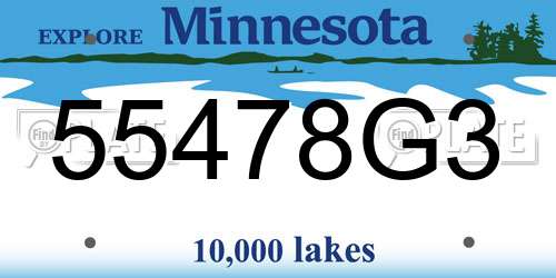 55478G3 Minnesota License Plate