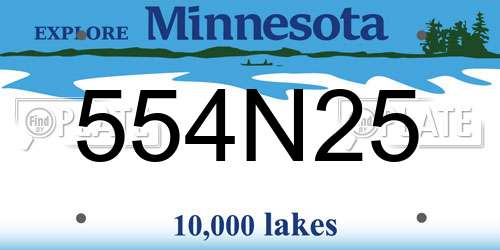 554N25 Minnesota License Plate
