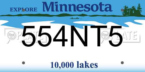 554NT5 Minnesota License Plate