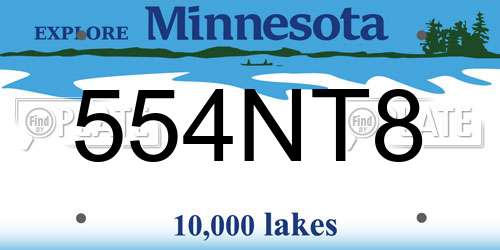 554NT8 Minnesota License Plate