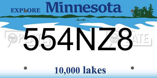 554NZ8 Minnesota License Plate