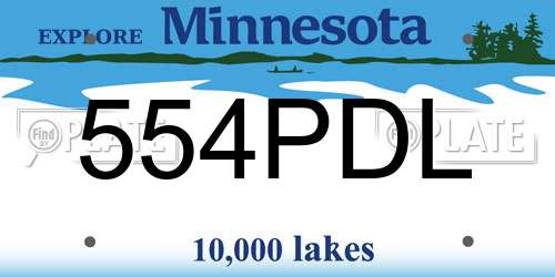 554PDL Minnesota License Plate