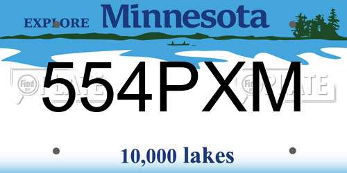 554PXM Minnesota License Plate