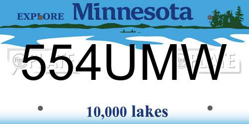 554UMW Minnesota License Plate