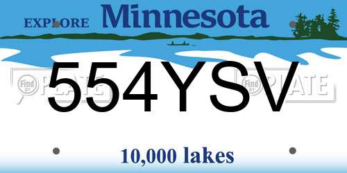 554YSV Minnesota License Plate