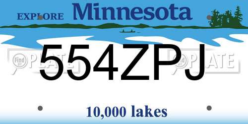 554ZPJ Minnesota License Plate