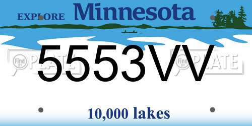 5553VV Minnesota License Plate