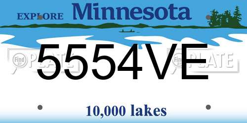 5554VE Minnesota License Plate
