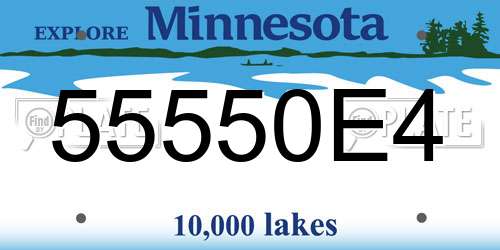 55550E4 Minnesota License Plate