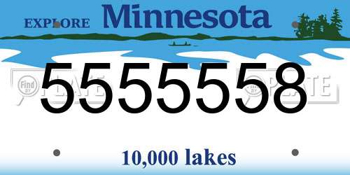 5555558 Minnesota License Plate