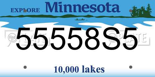 55558S5 Minnesota License Plate