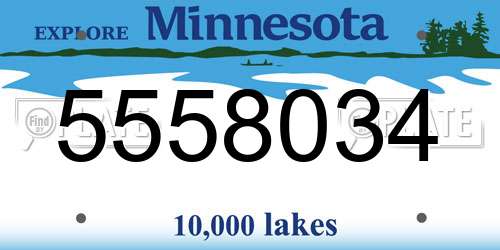 5558034 Minnesota License Plate