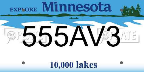 555AV3 Minnesota License Plate